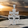 Silver Caravaca Double Cross with Angels Crucifix Pendant