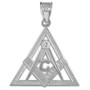 Sterling Silver Freemason Triangle Masonic CZ Pendant Necklace