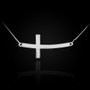 Sterling Silver Sideways Curved Cross Necklace