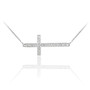 Sterling Silver Sideways Cross CZ Necklace