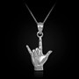 Sterling Silver Shaka Sign Charm Pendant Necklace