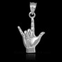 Sterling Silver Shaka Sign Charm Pendant Necklace