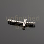 Sterling Silver Sideways Curved CZ Cross Necklace