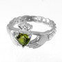 Sterling Silver Claddagh Birthstone CZ Ring