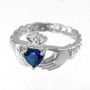 Sterling Silver Claddagh Birthstone CZ Ring