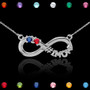 Sterling Silver Infinity #1 MOM Dual Birthstone CZ Necklace