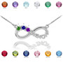 Sterling Silver Infinity #1 MOM Triple Birthstone CZ Necklace