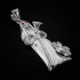 Sterling Silver Santa Muerte Red CZ Pendant