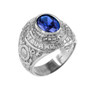 Sterling Silver US Coast Guard Birthstone CZ Ring