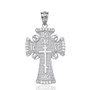 Sterling Silver Russian Orthodox Cross CZ Pendant Necklace