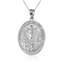 Sterling Silver Resurrection of Jesus Oval Medallion Pendant Necklace