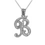 Sterling Silver Sparkle-Cut Letter Initial Script Pendant Necklace