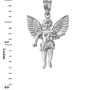 Sterling Silver Cherub Guardian Angel Pendant Necklace (L)