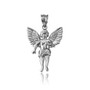 Sterling Silver Cherub Guardian Angel Pendant Necklace (S)