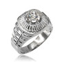 Sterling Silver Mens Watchband Design CZ Ring
