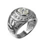 Sterling Silver US Marine Corps USMC Mens Birthstone CZ Ring