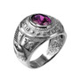 Sterling Silver US Marine Corps USMC Mens Birthstone CZ Ring