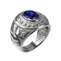 Sterling Silver US Marine Corps USMC Mens Birthstone CZ Ring