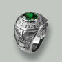 Sterling Silver US Marine Corps USMC Mens Birthstone CZ Ring