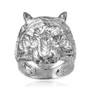 Sterling Silver Mens Sparkle-Cut Tiger Head Ring