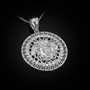 Sterling Silver  Medusa CZ Medallion Pendant Necklace