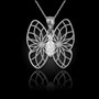 Sterling Silver Filigree Butterfly Diamond Pendant Necklace