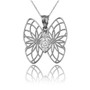 Sterling Silver Filigree Butterfly Diamond Pendant Necklace