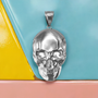 Polished Sterling Silver Mens Skull  Pendant