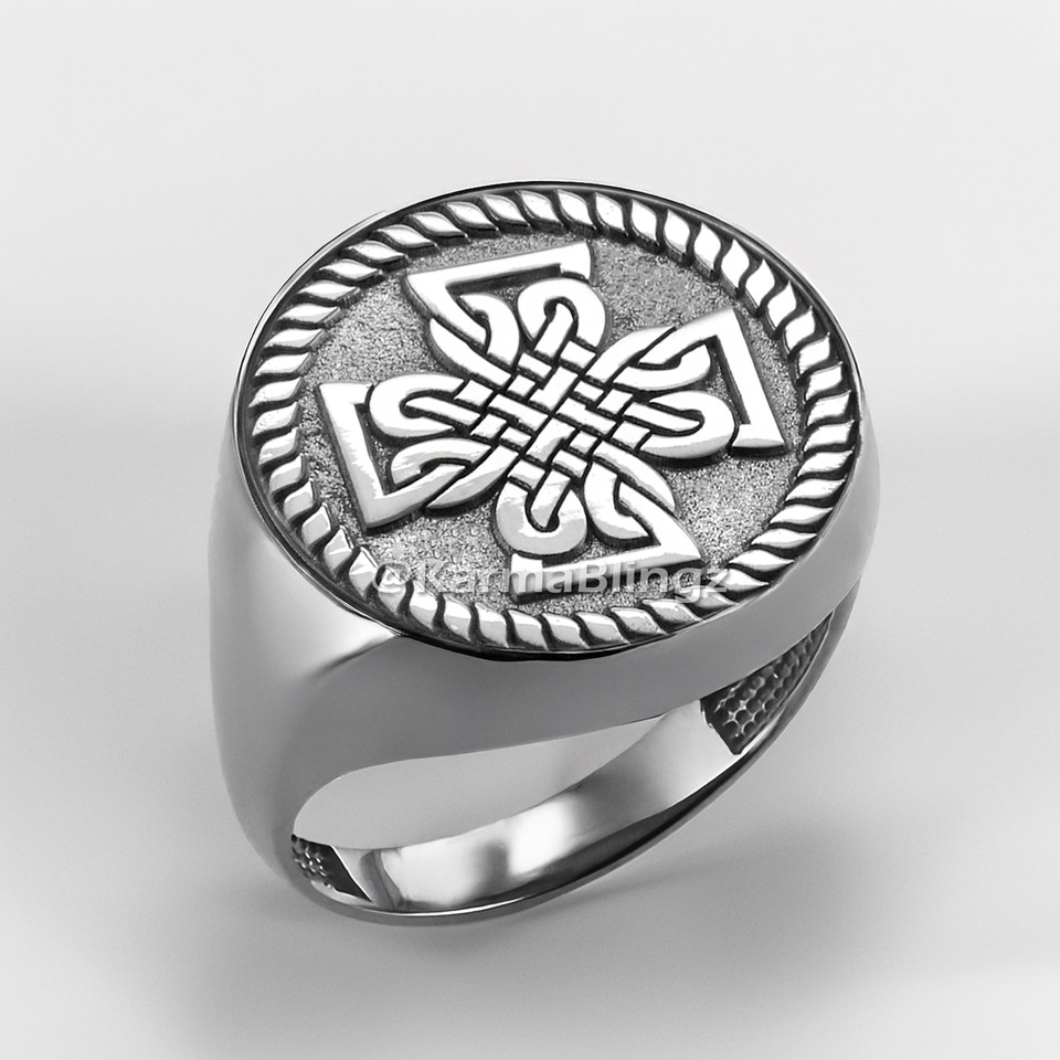 Sterling Silver Eastern Orthodox Cross Oval Signet Ring for Men – Bold ...