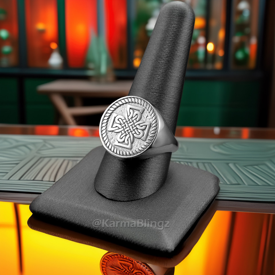 Sterling Silver Eastern Orthodox Cross Oval Signet Ring for Men – Bold ...