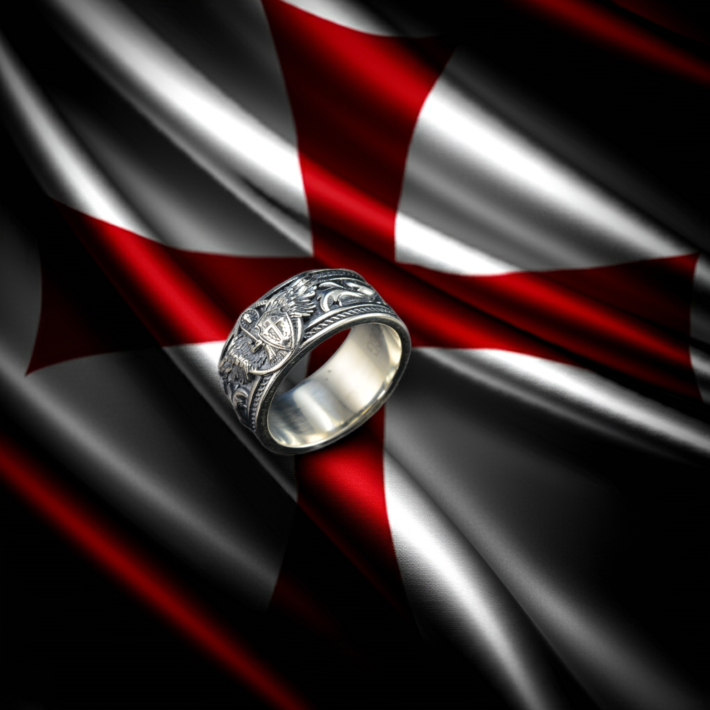 Sterling Silver Saint Michael Archangel Ornate Ring Band