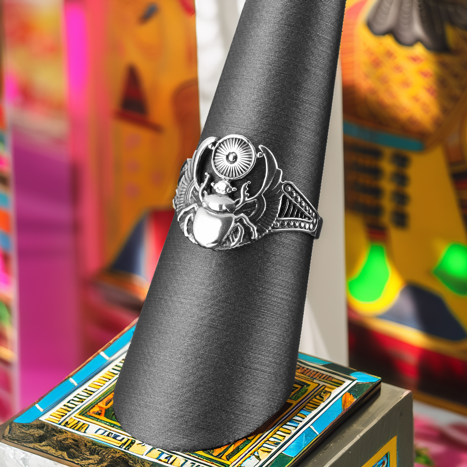 Sterling Silver Egyptian Scarab Beetle Ring