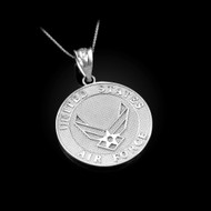 Sterling Silver US Air Force Medallion Pendant Necklace