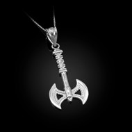 Sterling Silver Viking Tomahawk Axe Pendant Necklace