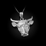 Sterling Silver Bull Head DC Pendant Necklace