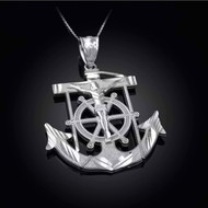 Sterling Silver Jesus Mariner Pendant Necklace