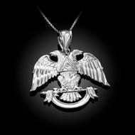 Sterling Silver Scottish Rite Double Headed Eagle Pendant Necklace