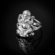 Sterling Silver Ganesh Elephant God Yoga Ring