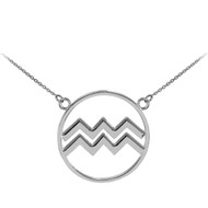 925 Sterling Silver Aquarius Zodiac Sign Necklace