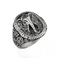 Sterling Silver Lucky Elephant Head Filigree Men's Signet Ring