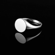 Polished Sterling Silver Round Signet Pinky Ring