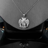 Sterling Silver Byzantine Double Headed Eagle Pendant Necklace