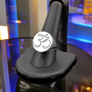 Sterling Silver Om Symbol Signet Men's Meditation Yoga Statement Ring