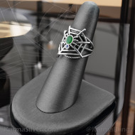 Sterling Silver Women’s Spiderweb Twisted Rope Ring with Genuine Emerald and Tanzanite Gemstone