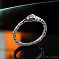 Sterling Silver Ouroboros Snake Ring Tail-Biting Serpent Band