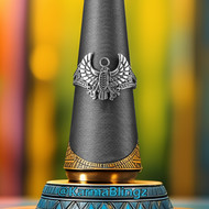 Oxidized Sterling Silver Horus Falcon Ankh Ring for Women