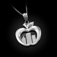 Sterling Silver New York City NYC Big Apple Pendant Necklace