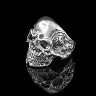 Sterling Silver Skull Head Skeleton Band Mens Biker Ring