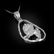 Sterling Silver Leo Zodiac Sign DC Pendant Necklace