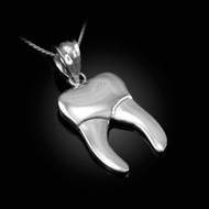 Sterling Silver Molar Tooth Dental Charm Necklace